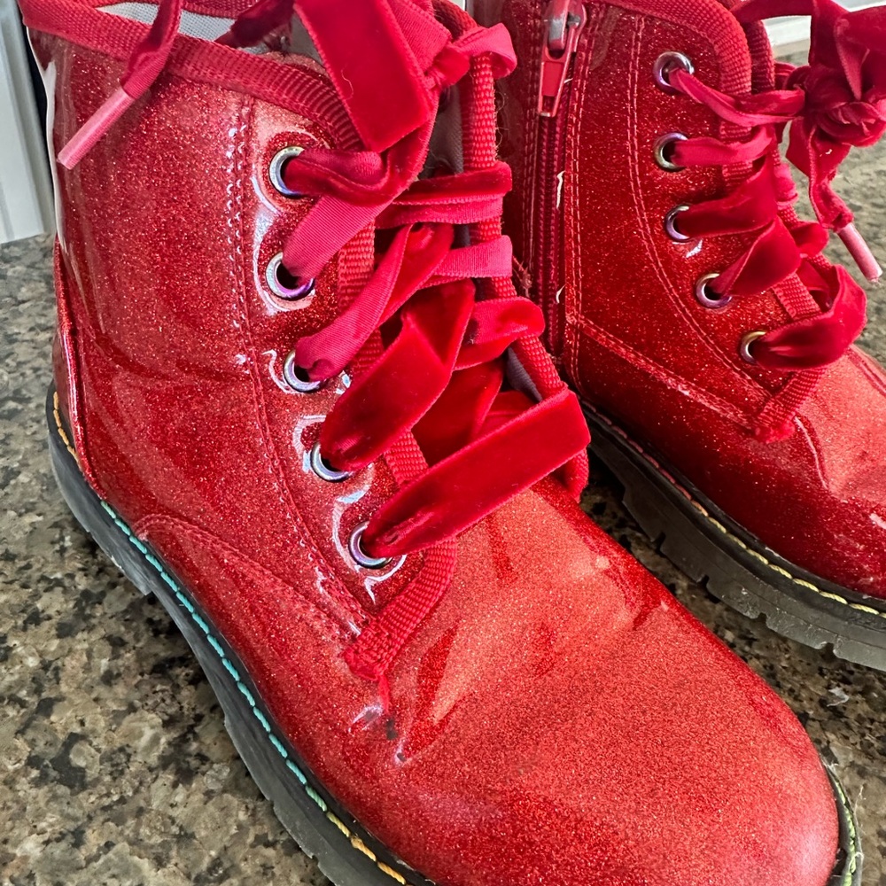 Dream Pairs Glittery Red Kids Boots